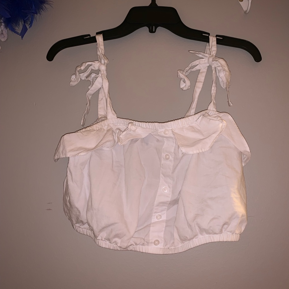 Ruffled white crop top